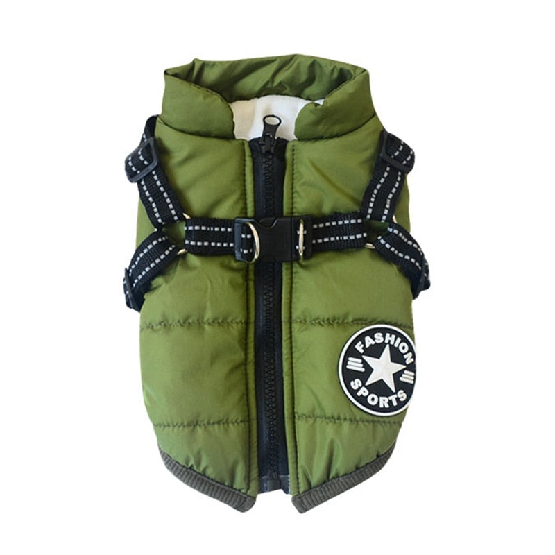 Waterproof Dog Winter Jacket With Harness