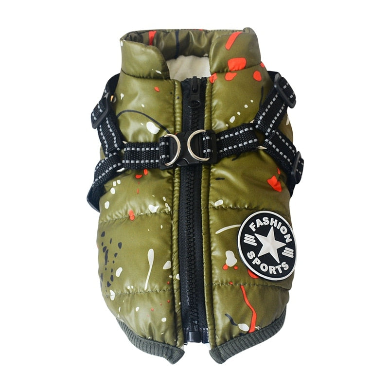 Waterproof Dog Winter Jacket With Harness